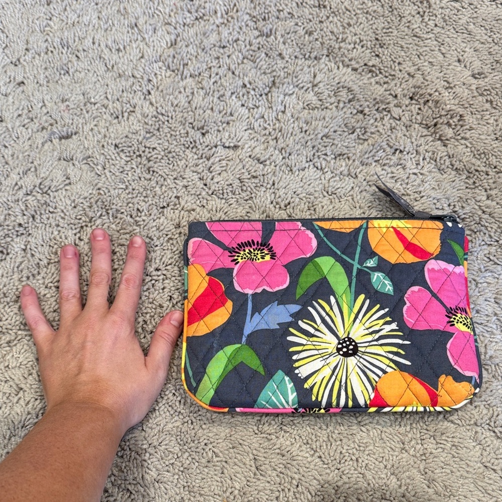 Vera Bradley Floral Pouch - Pink, Yellow, Orange, Green - Picture 2 of 4